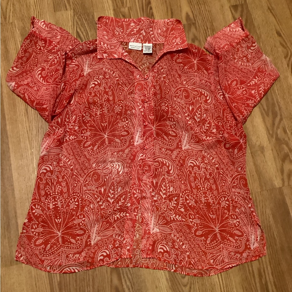 beautiful Women’s blouse 3/4 sleeve brand white stag color red size 42/44